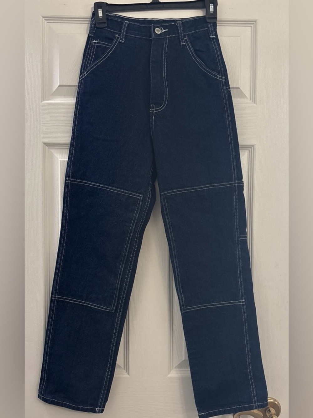 Girls Dark Navy Workwear Jeans with Contrast Stitching